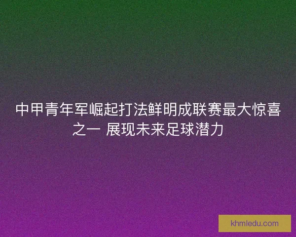 中甲青年军崛起打法鲜明成联赛最大惊喜之一 展现未来足球潜力